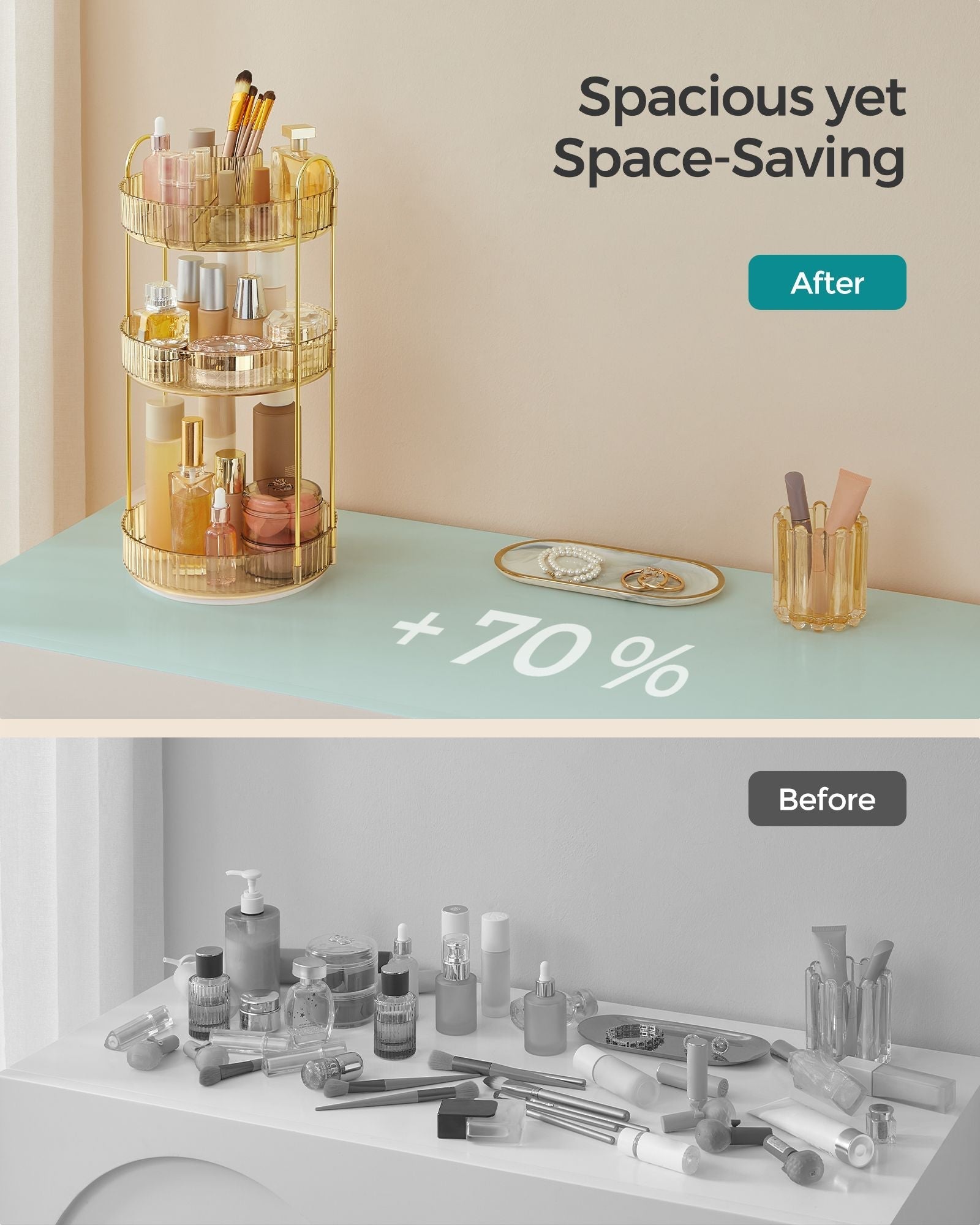 Rotating Makeup Organiser - Plastic - Round