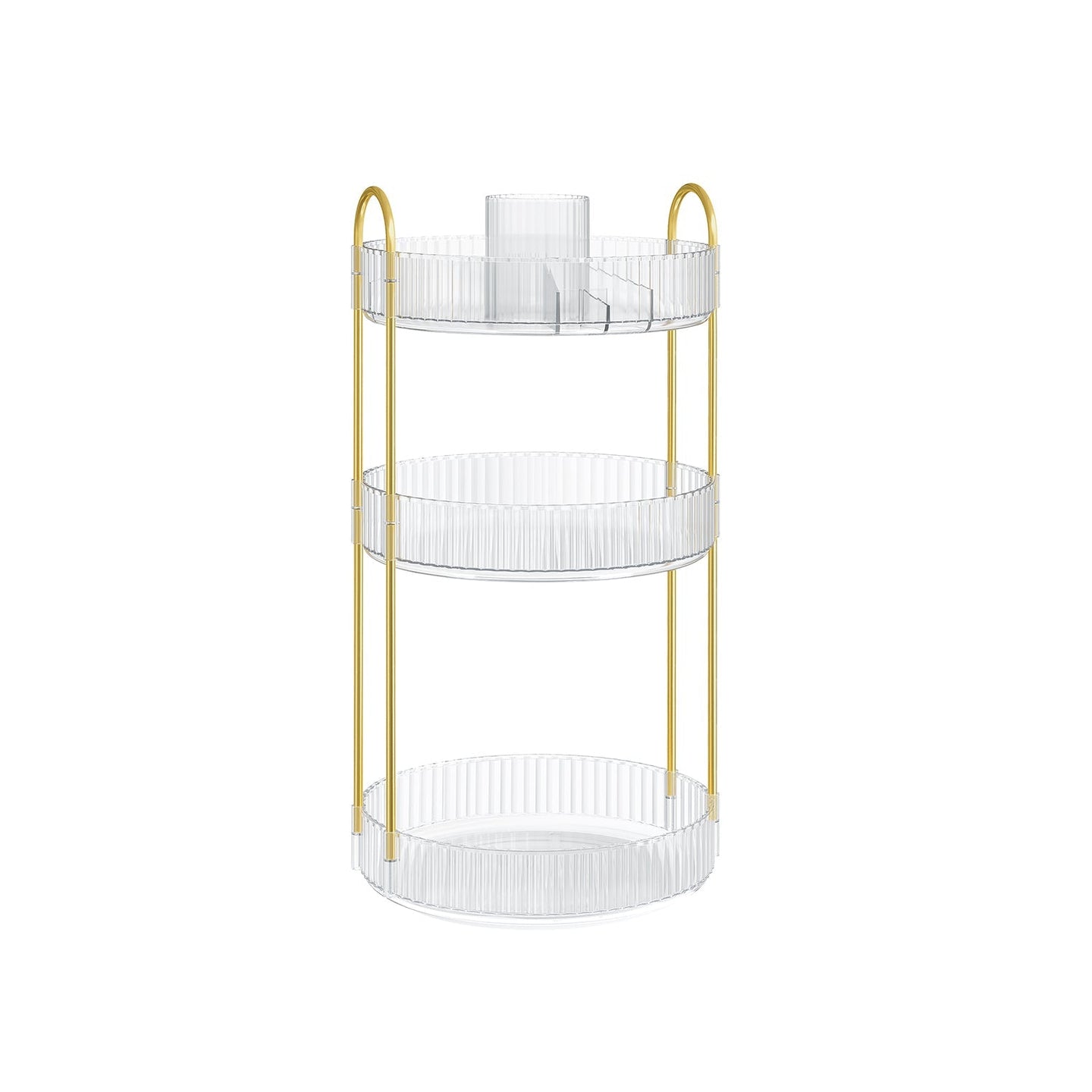 3-Tier Round Rotating Makeup Organiser - Acrylic - Transparent - Customisable