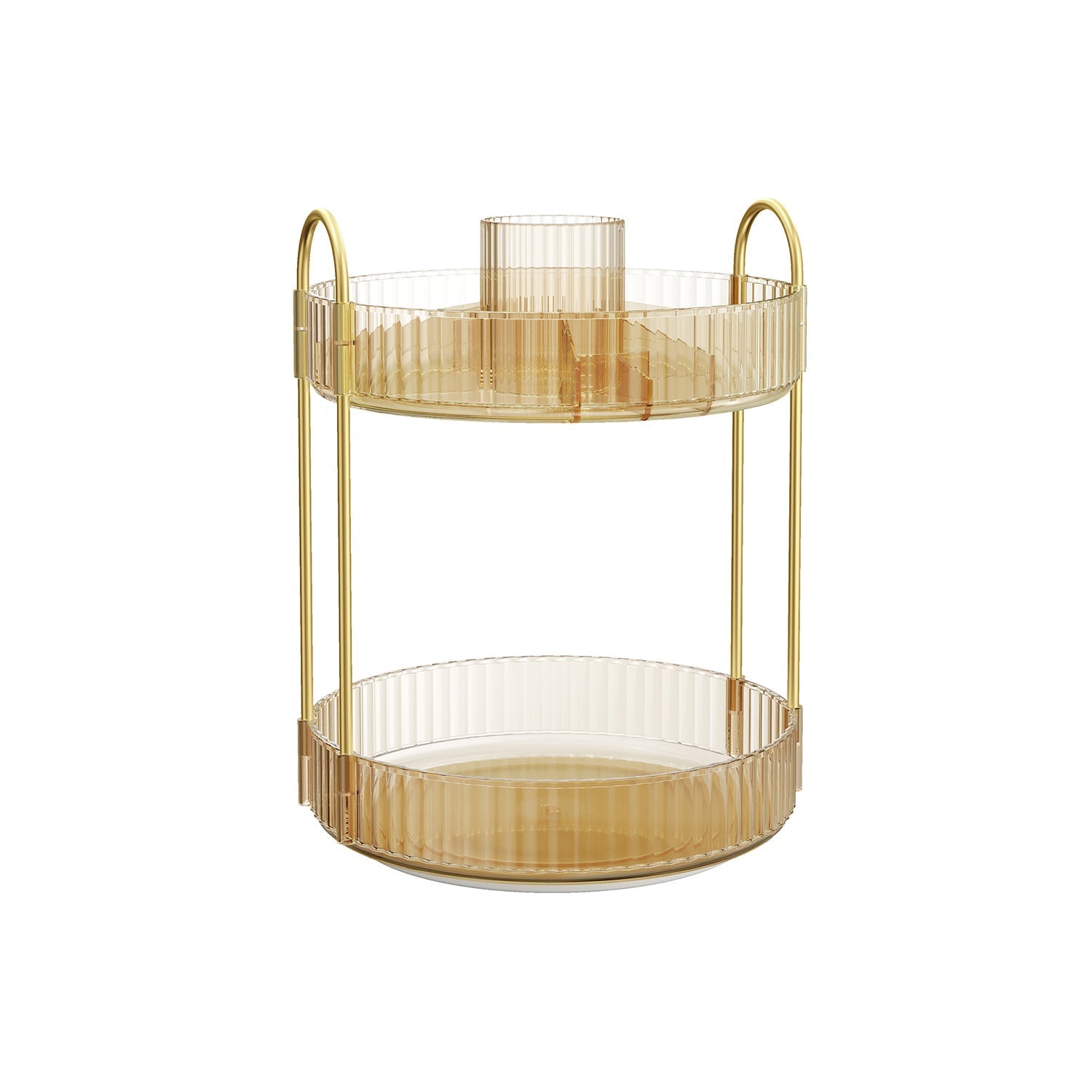 Rotating Makeup Organiser - Metal - Champagne Gold - Customisable 2-Tier Design