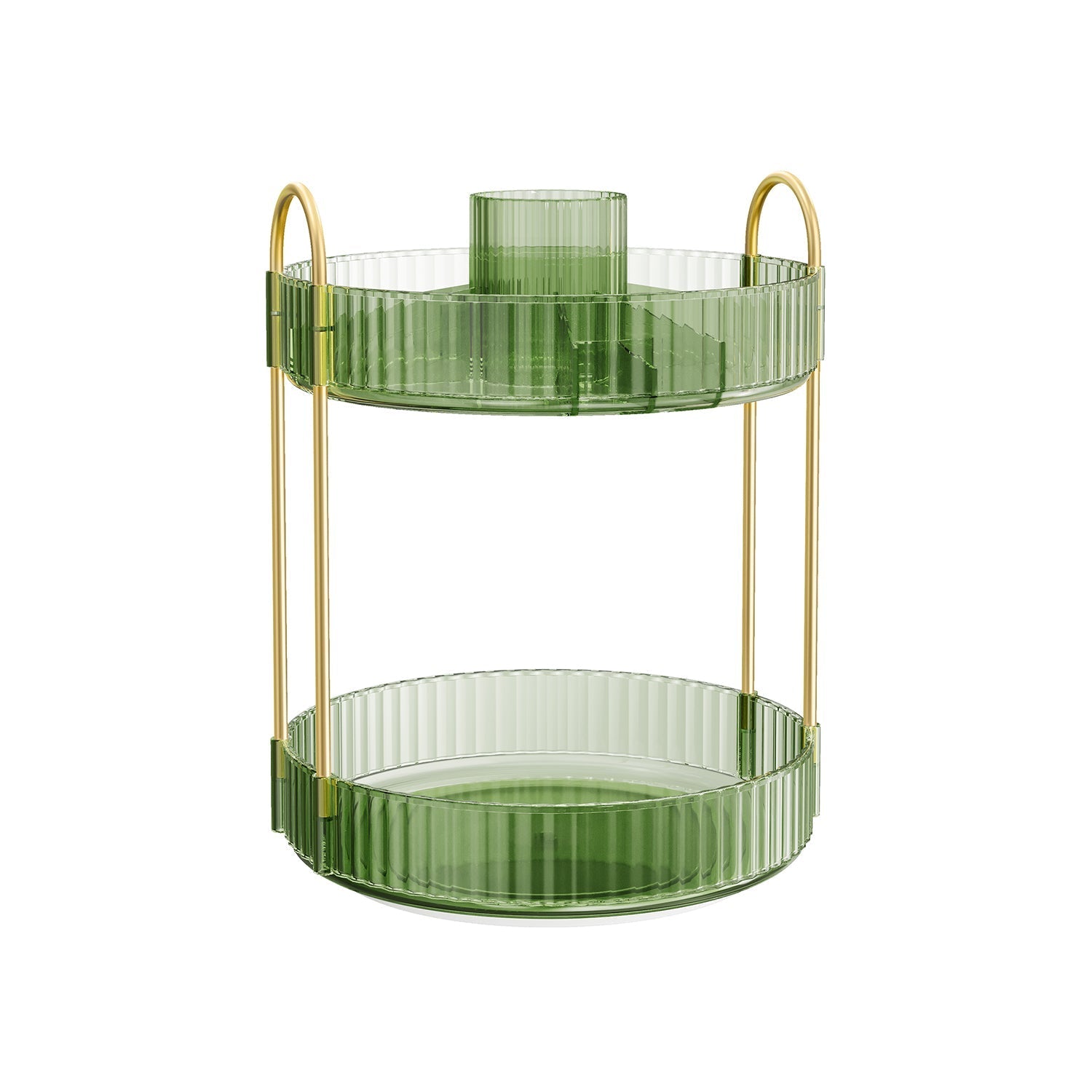Rotating Makeup Organiser - Plastic - Pale Green - Customisable 2-Tier Design