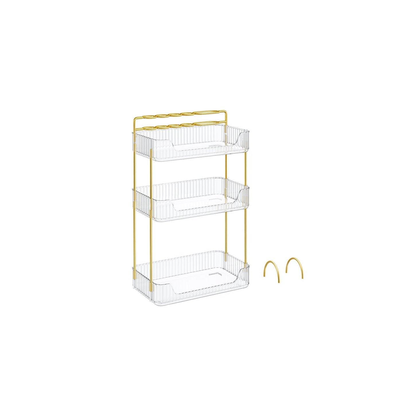 3-Tier Rectangular Makeup Organiser - Acrylic - Cloud White - Customisable Skincare and Jewellery Holder