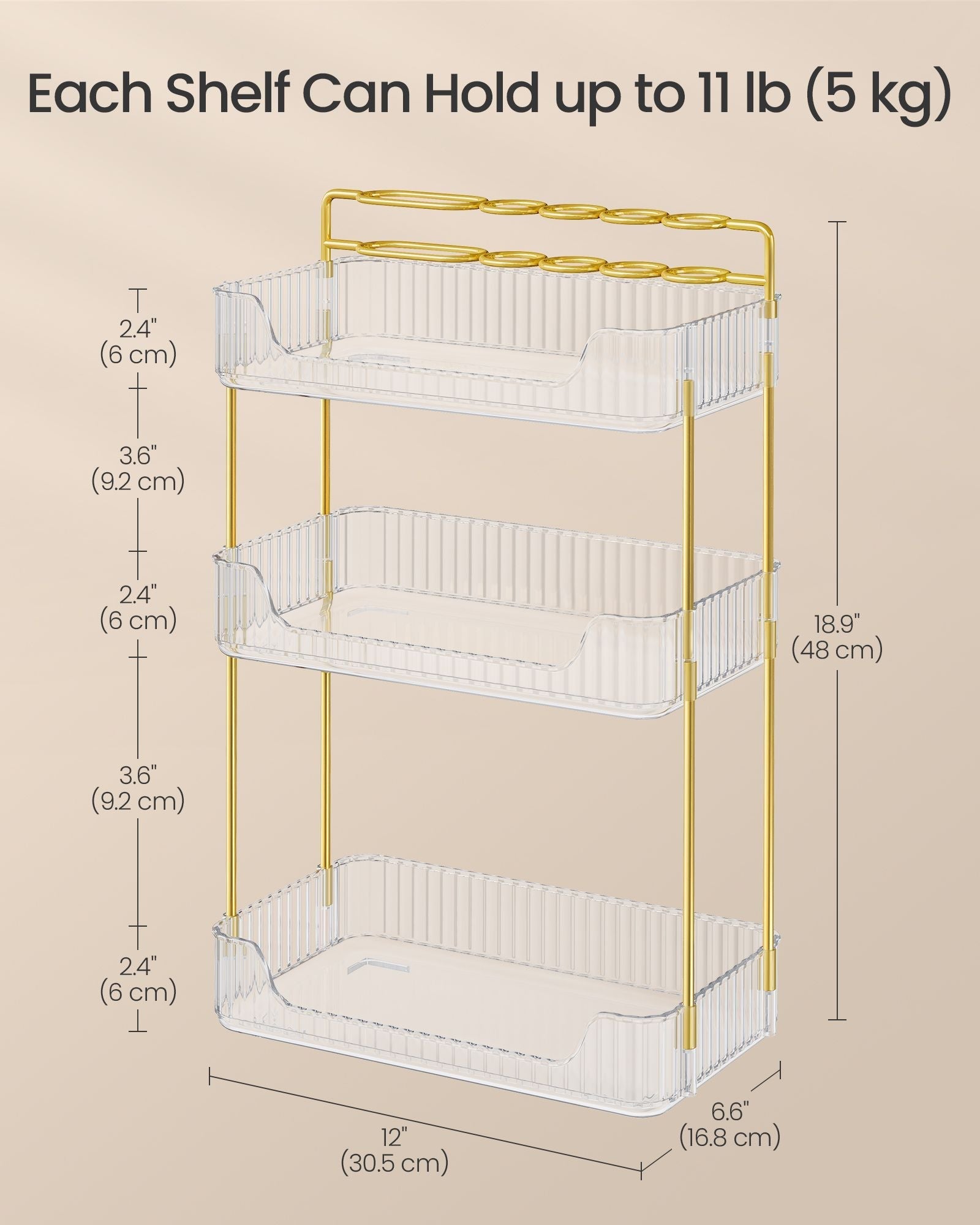 3-Tier Rectangular Makeup Organiser - Acrylic - Transparent - Customisable