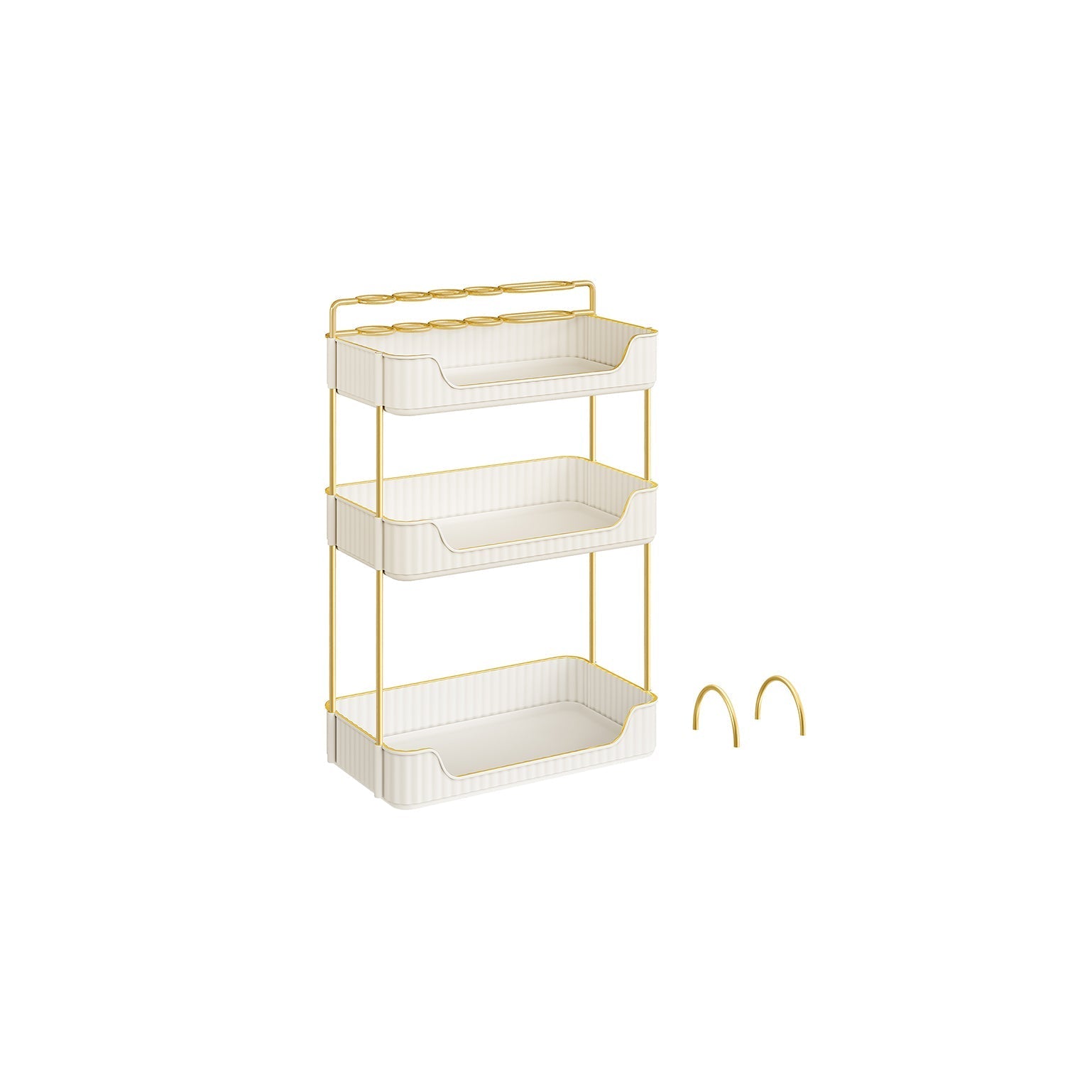 3-Tier Rectangular Makeup Organiser - Acrylic - Cloud White - Customisable Skincare and Jewellery Holder