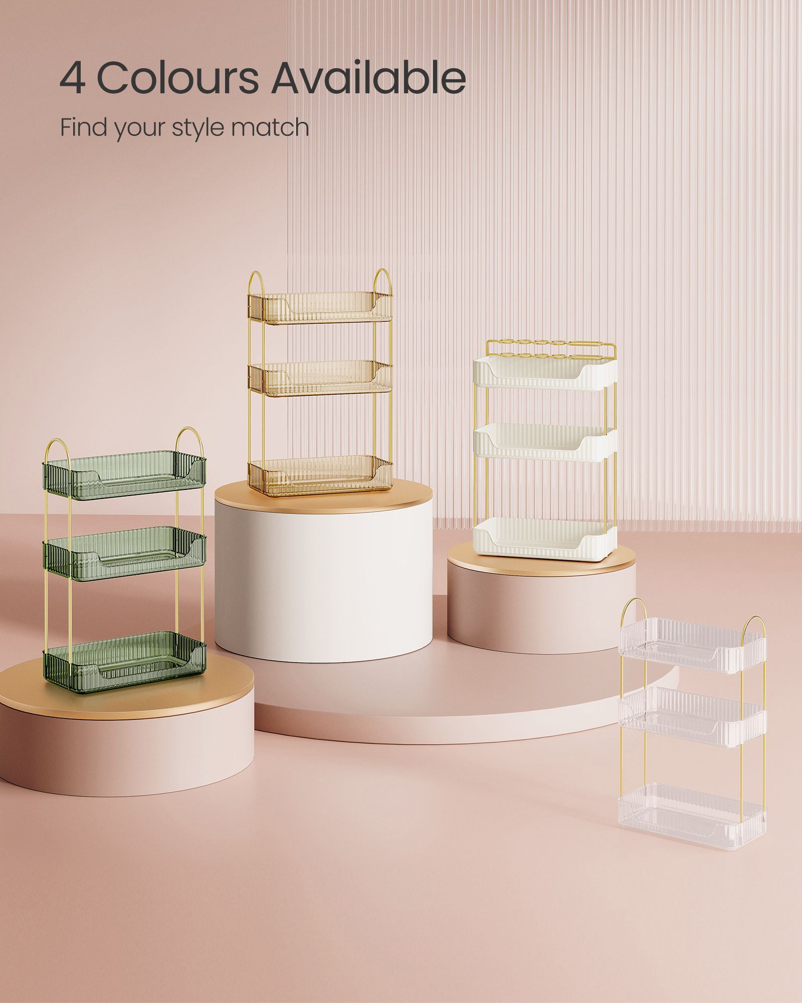 3-Tier Rectangular Makeup Organiser - Acrylic - Cloud White - Customisable Skincare and Jewellery Holder