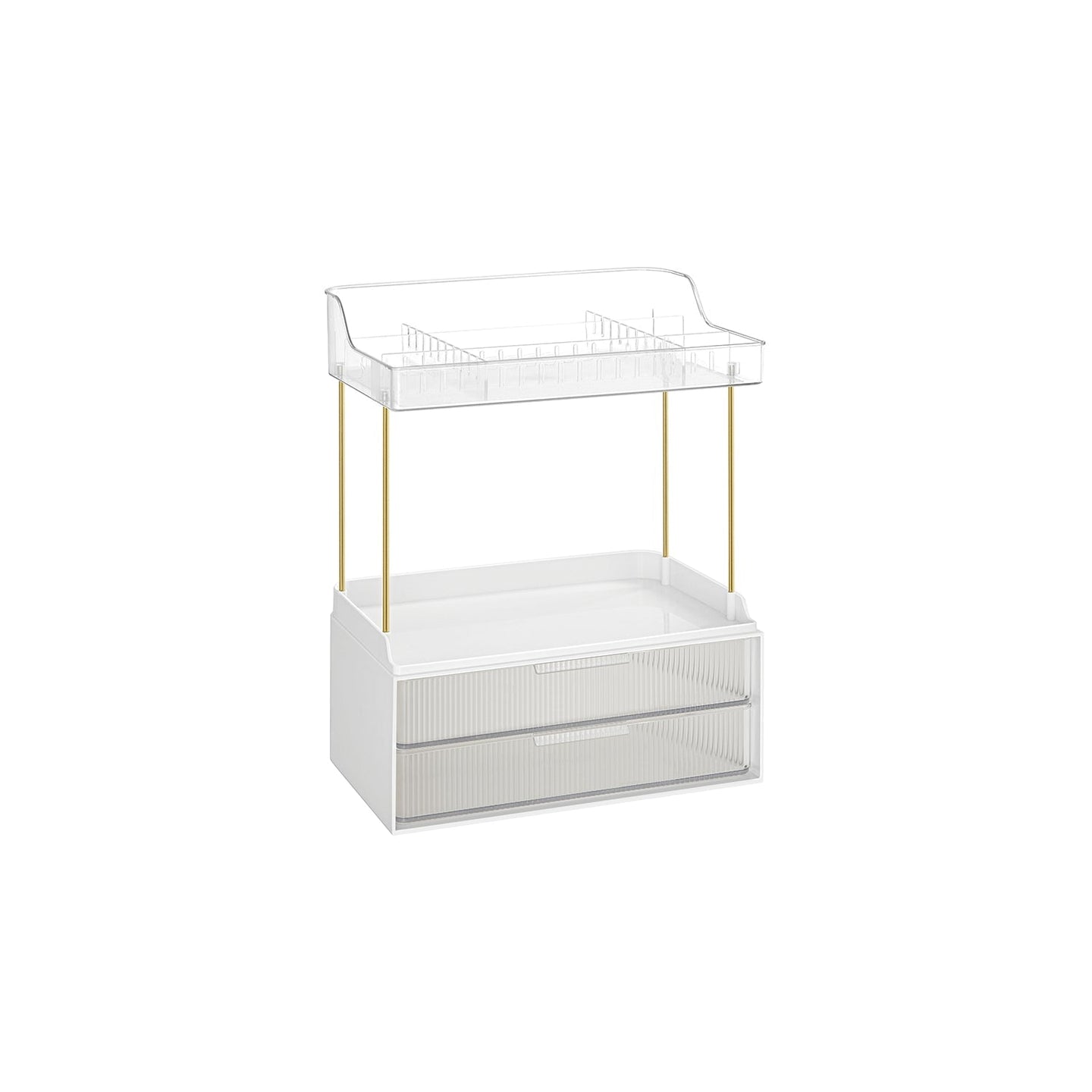 4-Layer Makeup Organiser - Plastic - Cloud White - Anti-Slip Design