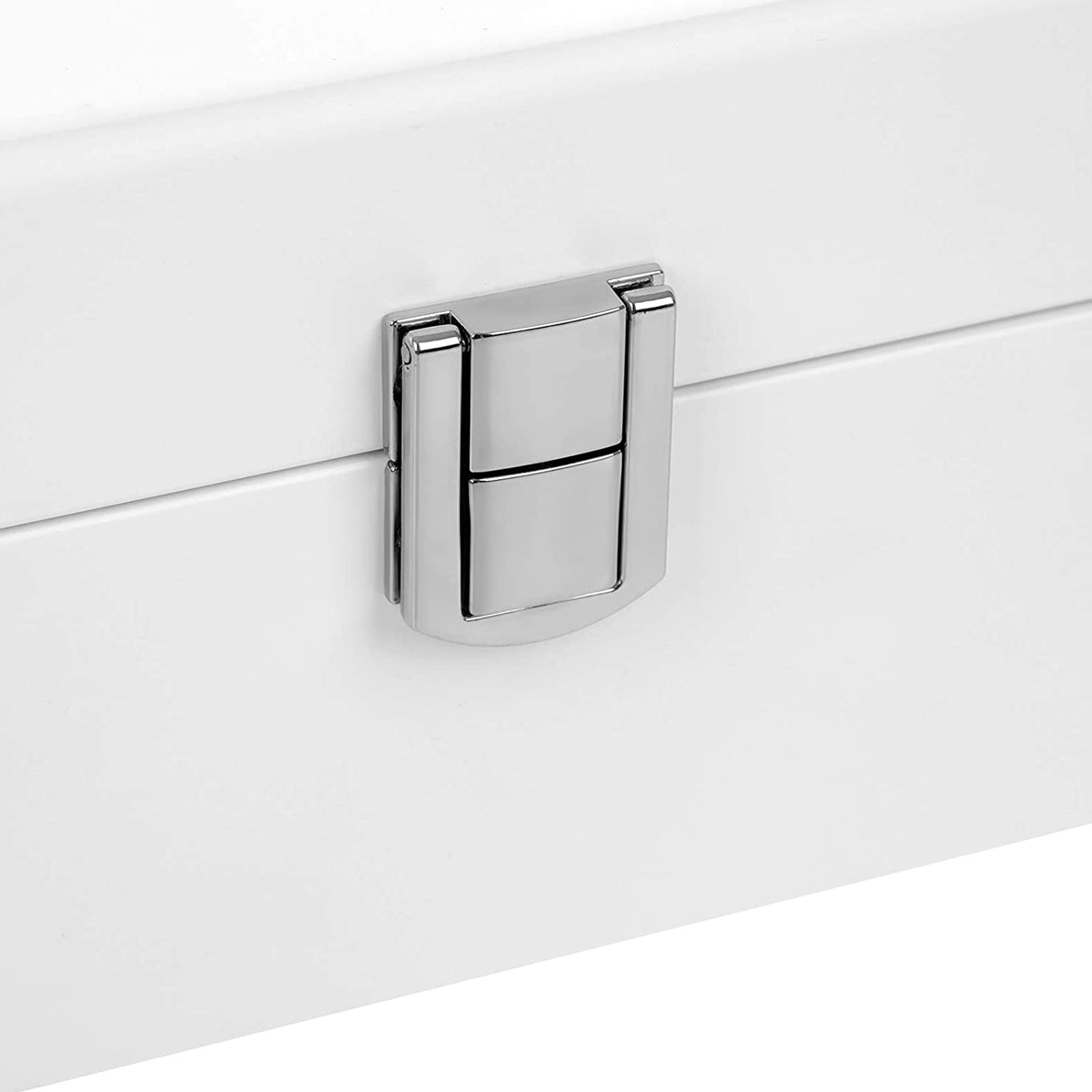 Wooden Watch Box - 5 Slots with Glass Lid - White - Elegant Finish