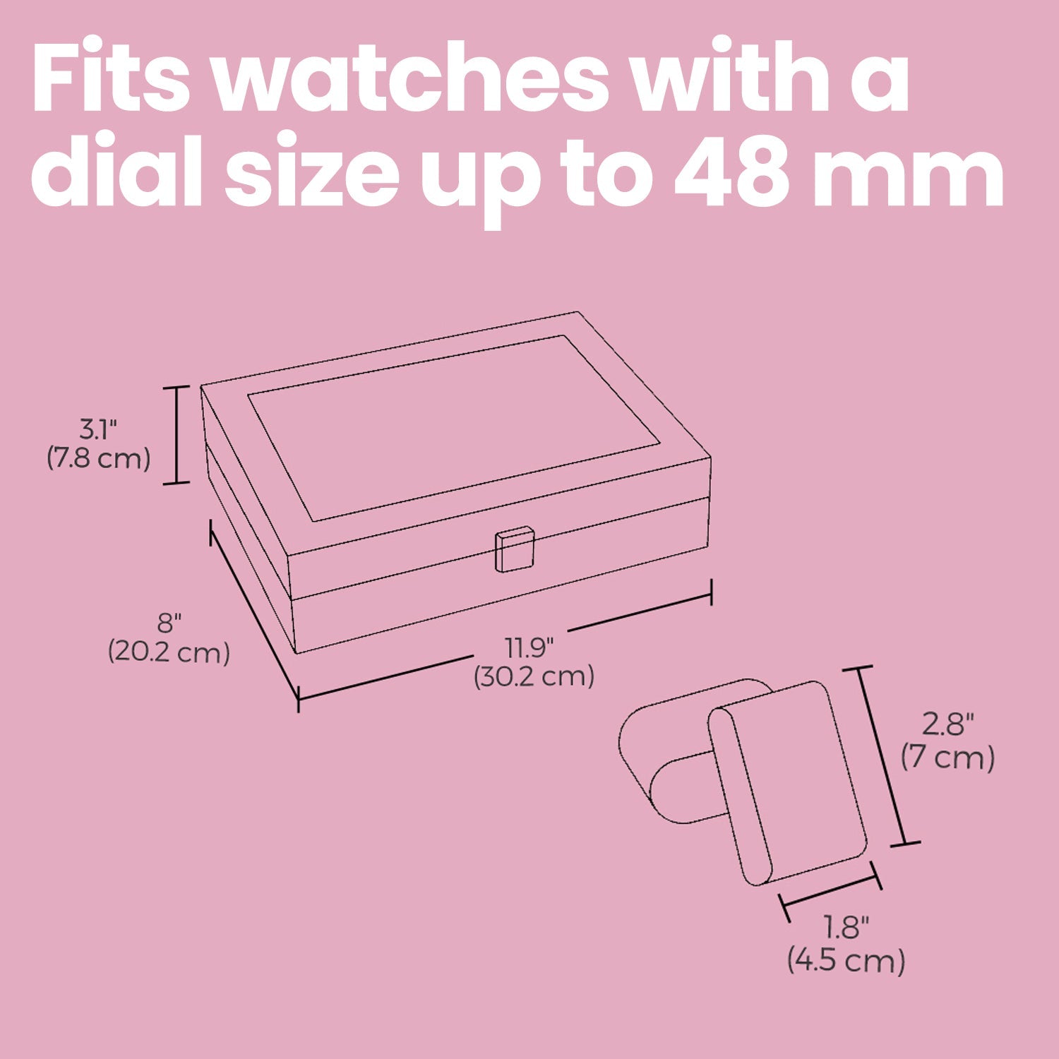 Watch Box - Synthetic Leather - Brown - 12 Slots with Glass Lid and Drawer