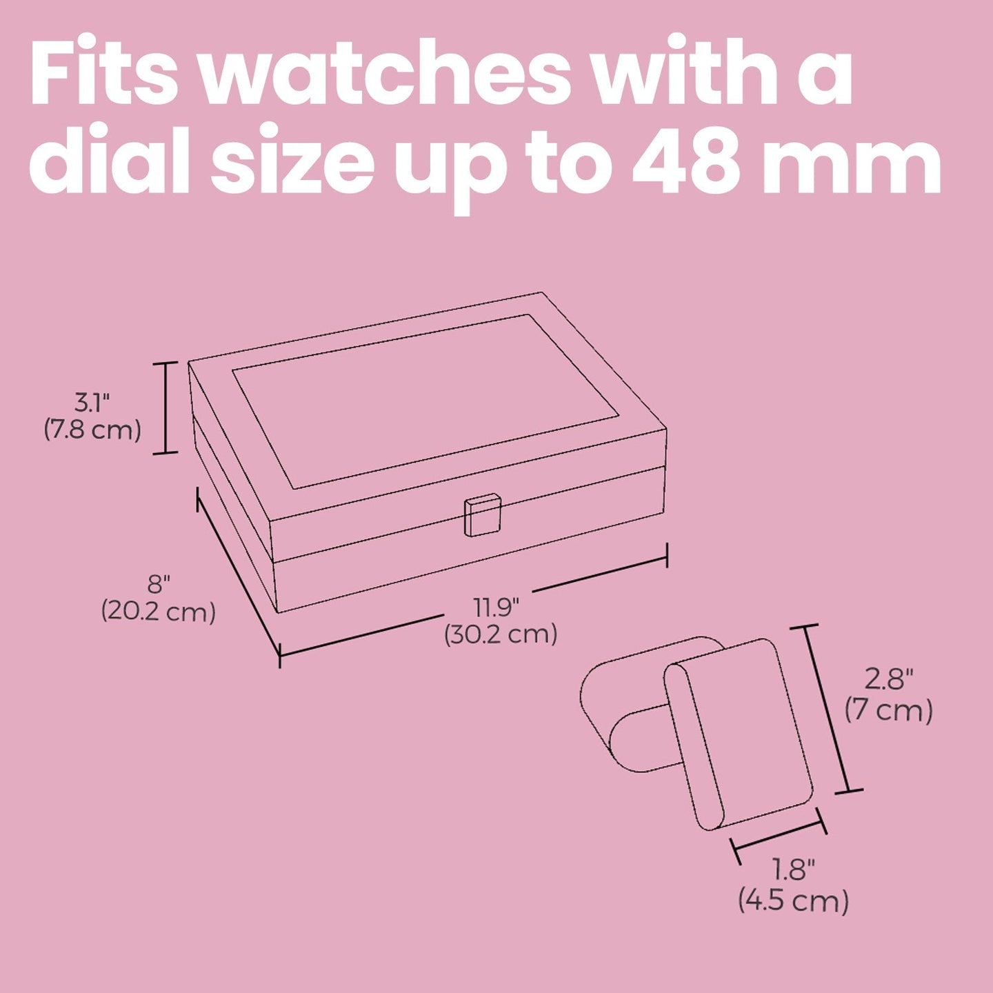 Watch Box - Synthetic Leather - Brown - 12 Slots with Glass Lid and Drawer
