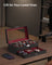2-Tier Watch Box - Faux Leather - Ink Black and Wine Red - Glass Lid with Bracelet Tray
