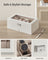 2-Tier Watch Box - Wood - Cloud White - Glass Lid with Bracelet Tray