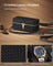 Watch Travel Case - 3-Slot Design - Woven Embossed PU Leather - Ink Black