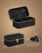 Watch Travel Case - 3-Slot Design - Woven Embossed PU Leather - Ink Black