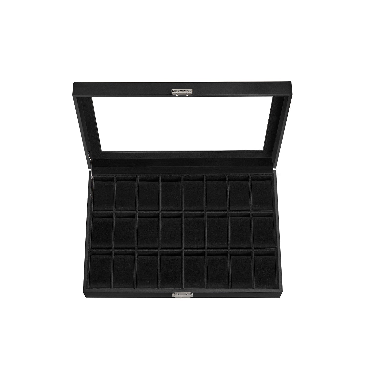 Watch Box - Faux Leather - Black - 24 Slots for Storage and Display