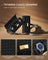 Watch Travel Case - Woven Embossed PU Leather - Ink Black - Hexagon Design with Hidden Storage