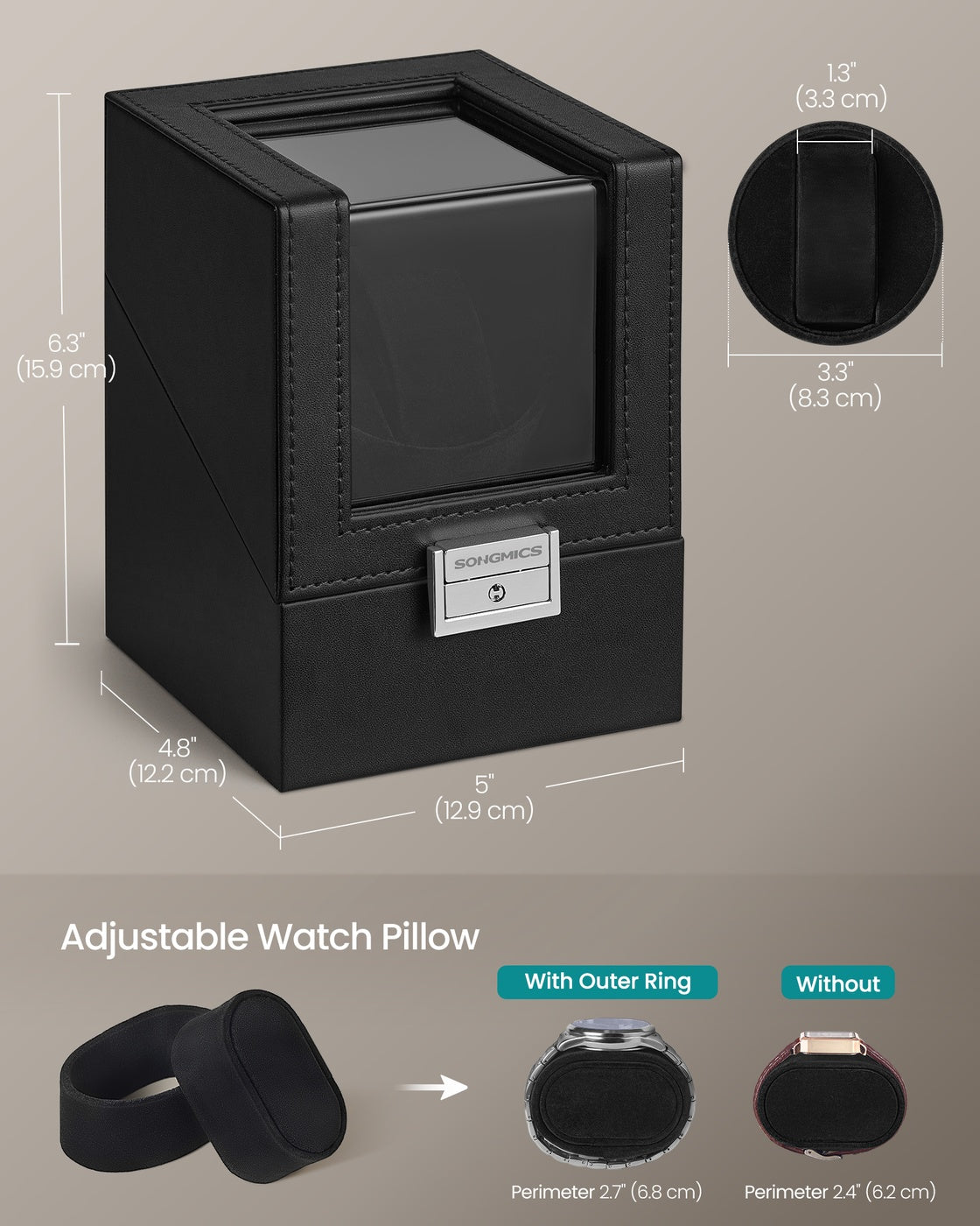 Automatic Single Watch Winder Box - 1L - MDF - Quiet Motor