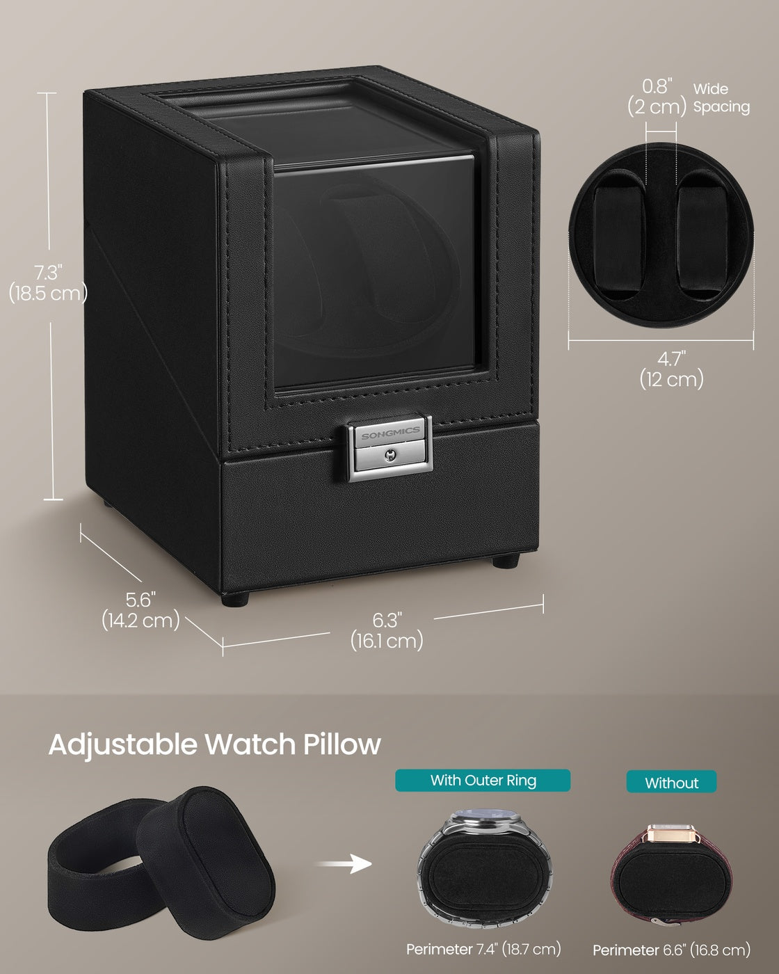 Automatic Double Watch Winder Box - 1L - MDF - Quiet Motor