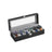 Watch Box - Velvet - Black - 6-Slot with Glass Top and Lock