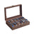 Watch Box - Synthetic Leather - Coffee Brown - 12 Slots with Removable Pillows and Glass Lid