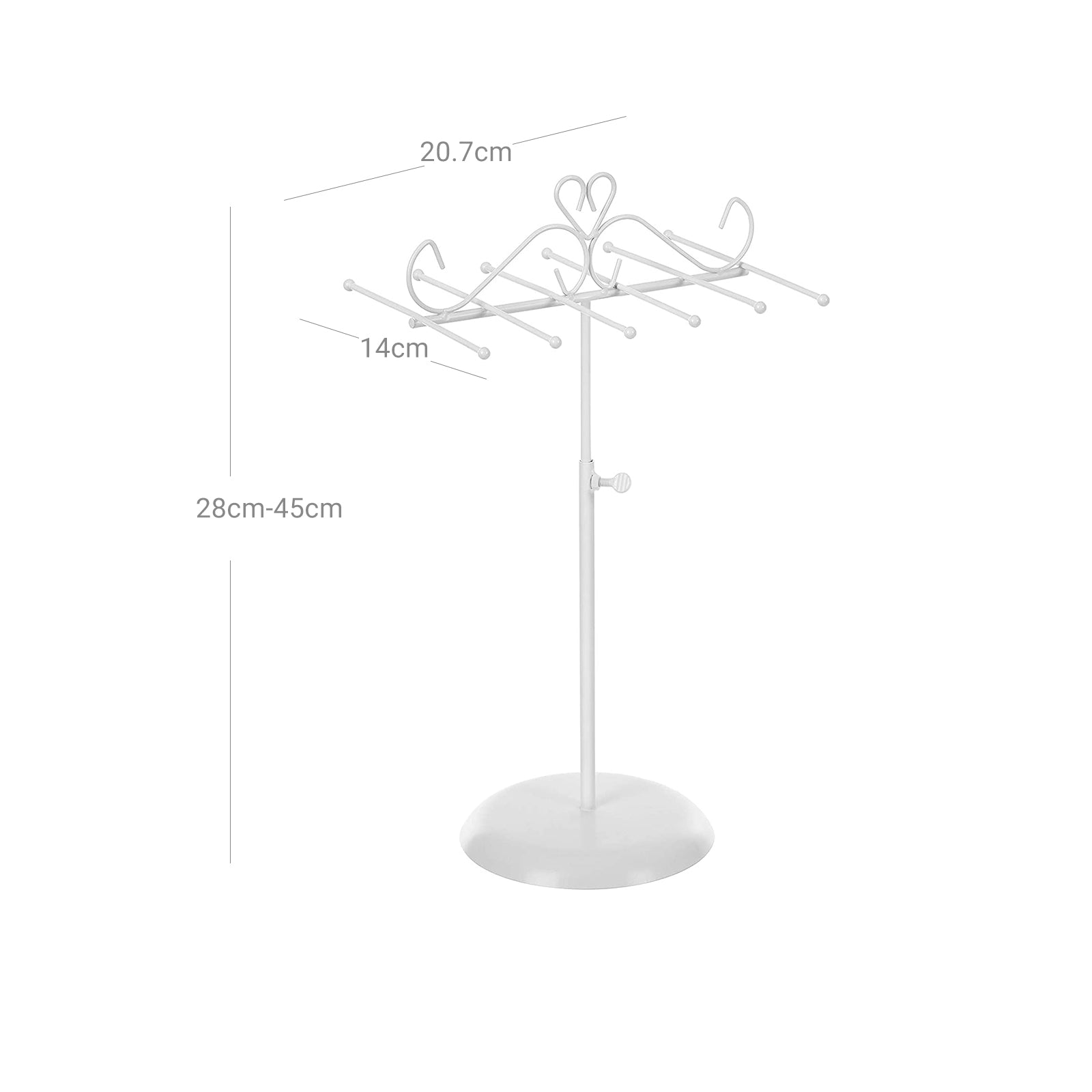 Jewellery Display Stand - Metal - White - Versatile Rack for Necklaces
