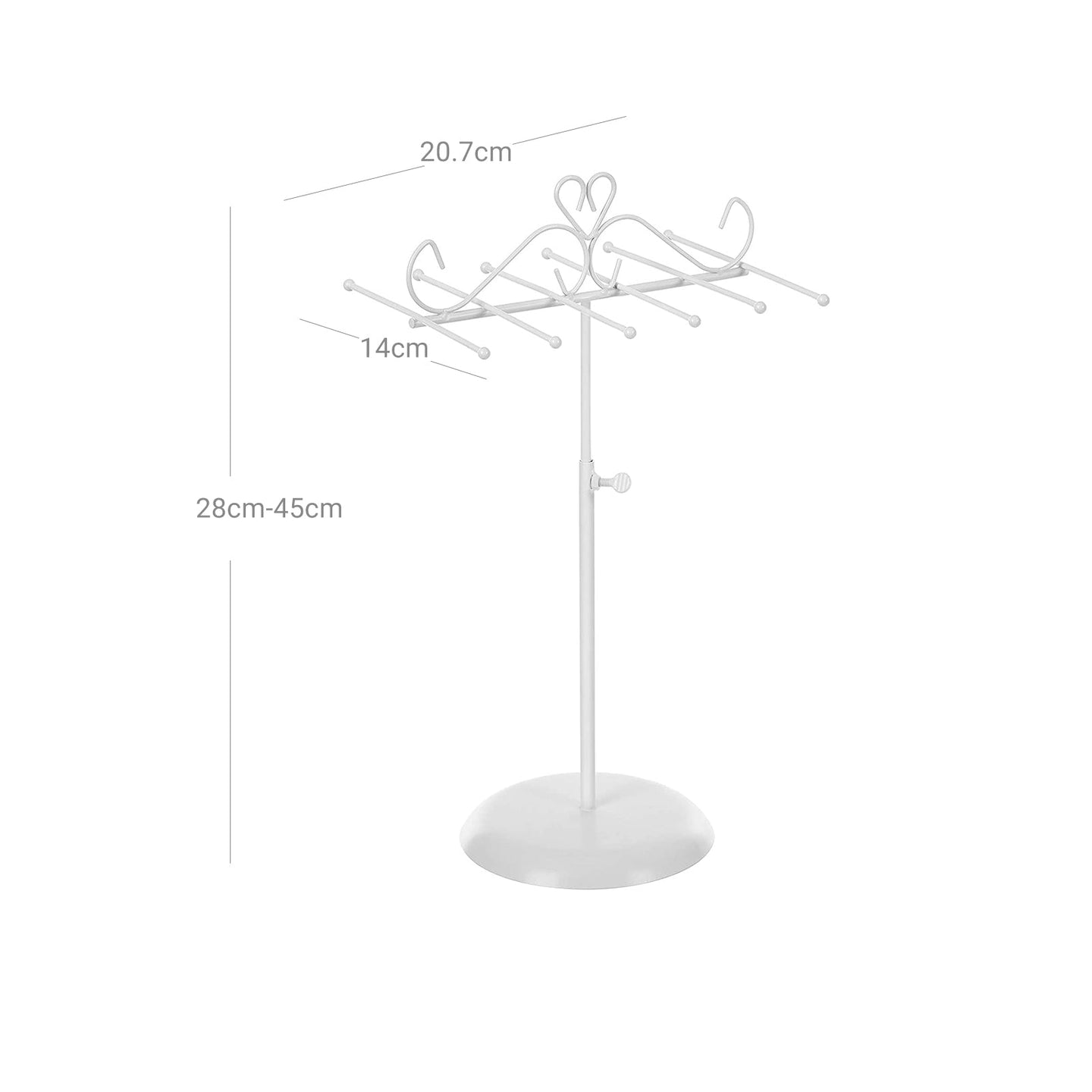 Jewellery Display Stand - Metal - White - Versatile Rack for Necklaces