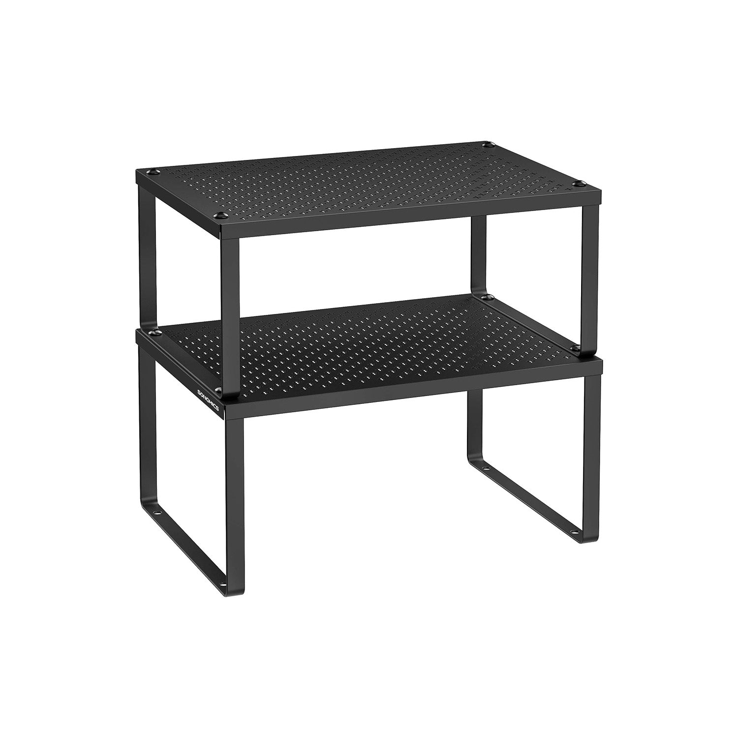 Set of 2 Stackable and Expandable Spice Racks - Metal - Ink Black - Cupboard Organisers