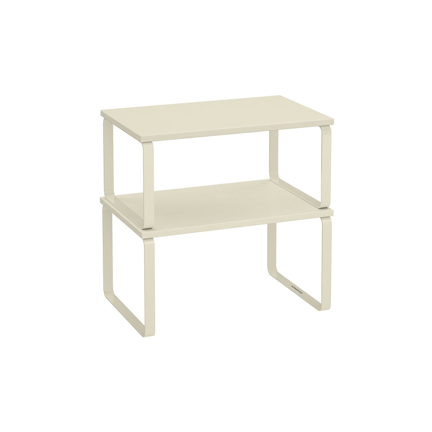 Set of 2 Stackable Spice Racks - Metal - Cream White - Expandable Design
