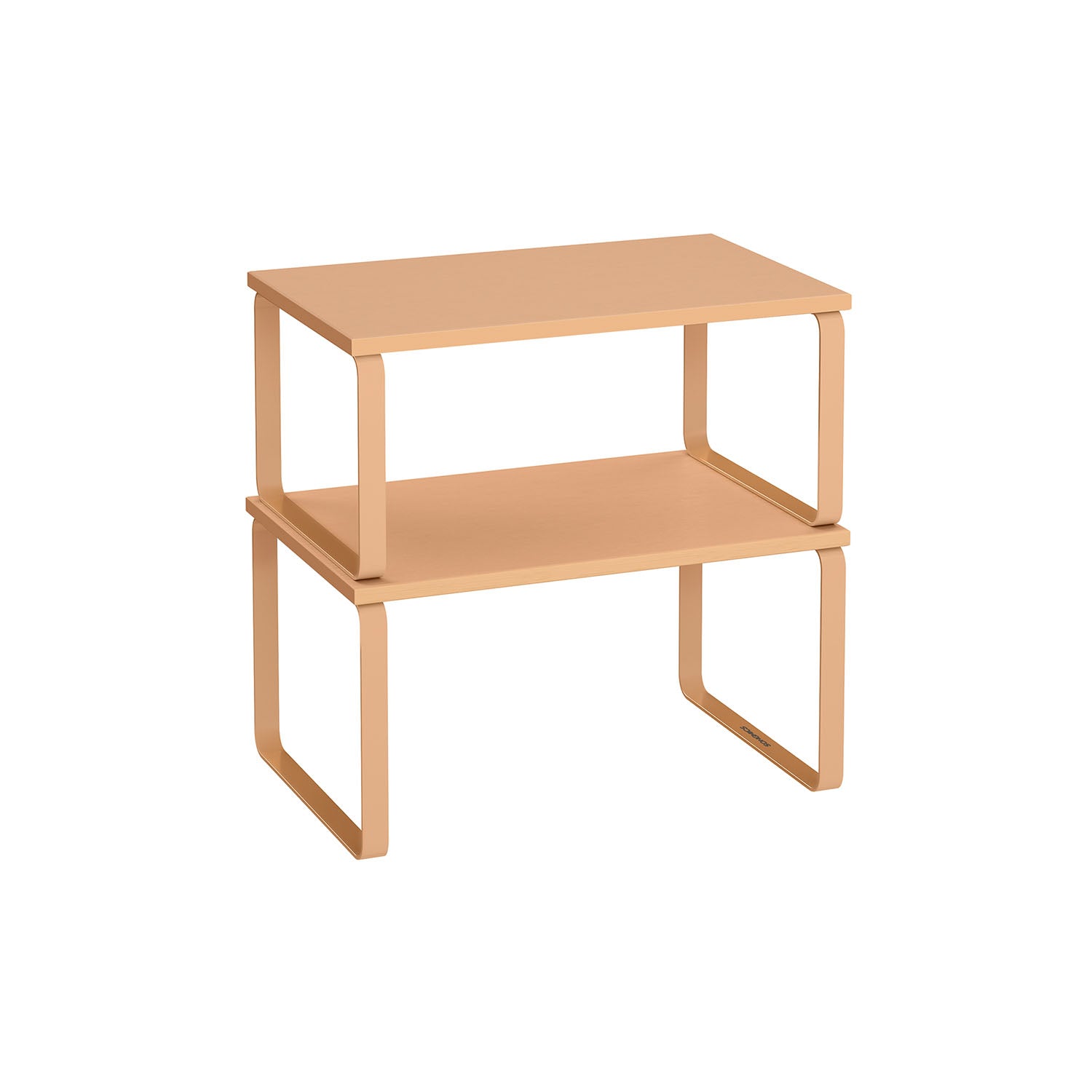 Set of 2 Stackable Expandable Spice Racks - Metal - Apricot Orange - Cupboard Shelf Organisers