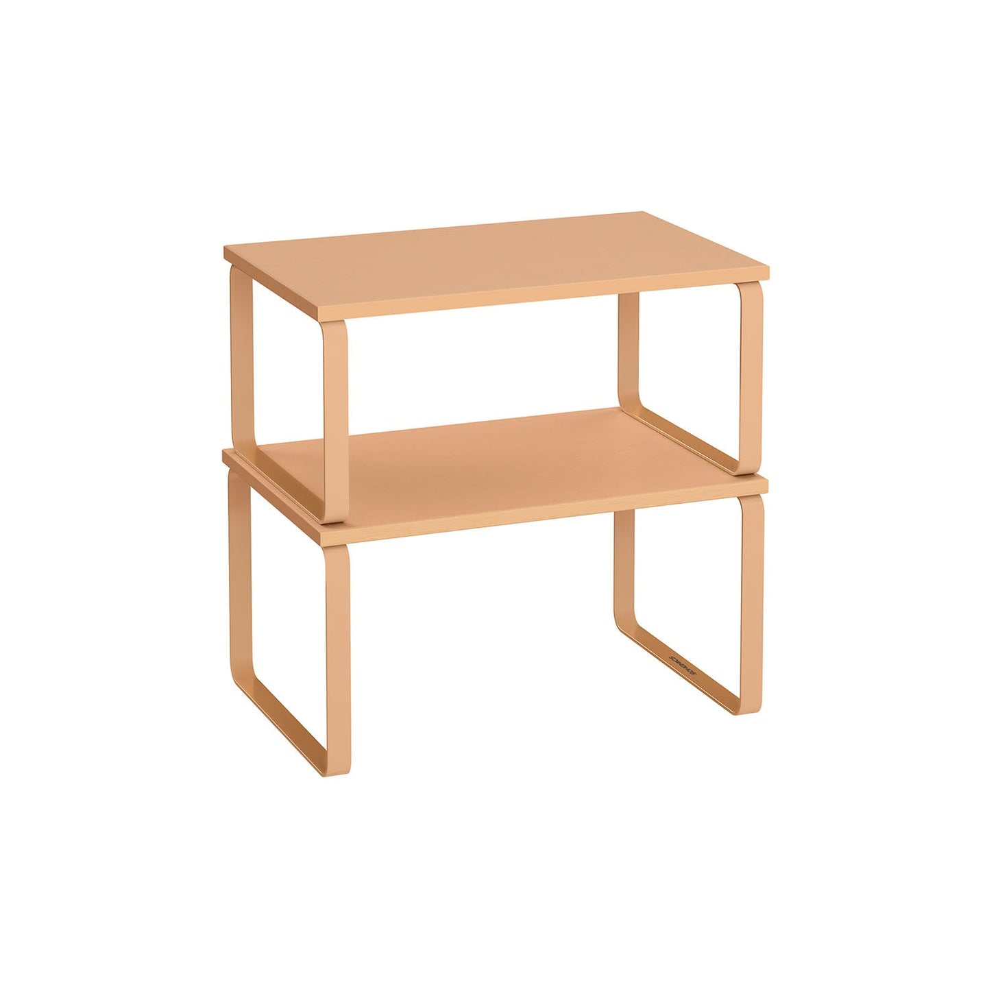 Set of 2 Stackable Expandable Spice Racks - Metal - Apricot Orange - Cupboard Shelf Organisers