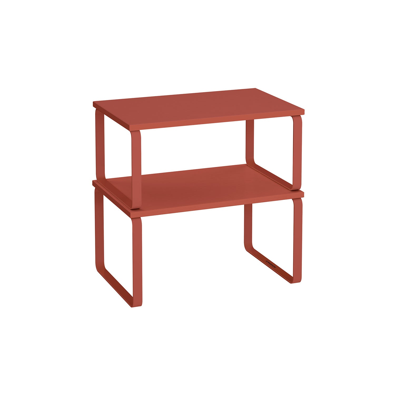 Set of 2 Expandable Kitchen Spice Racks - Metal - Mandarin Red - Stackable Design