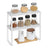 Kitchen Spice Rack, Set of 2, Stackable Metal - Metal - White
