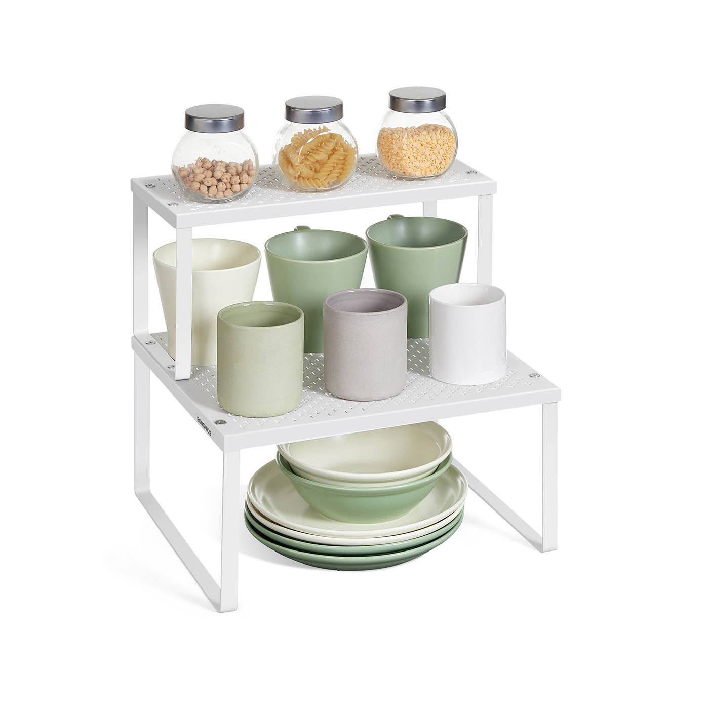 Spice Racks Set of 2 - Metal - White - Stackable and Expandable