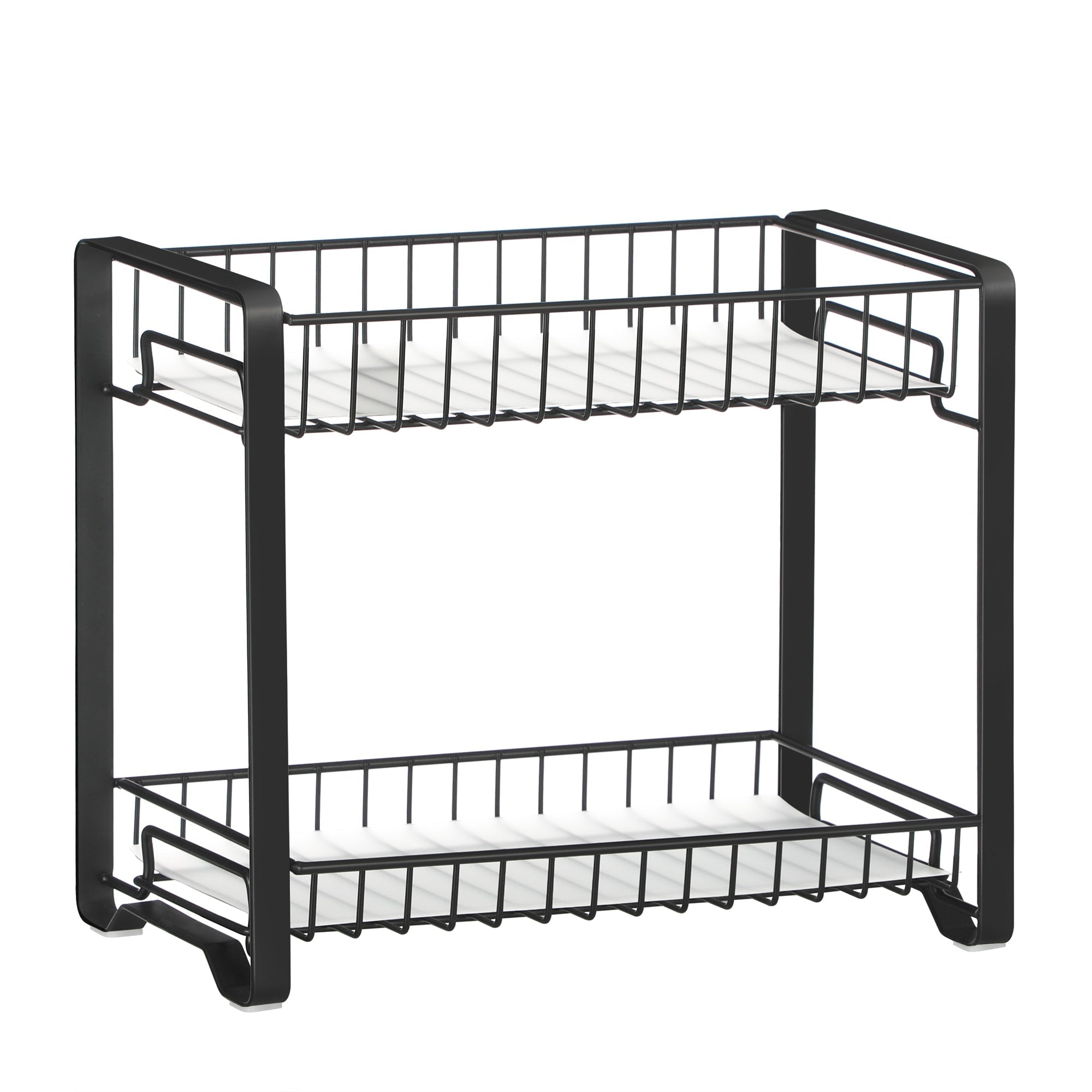 2-Tier Metal Kitchen Storage Rack - Easy Assembly with Anti-Slip Feet - Black - Stable and Secure Storage