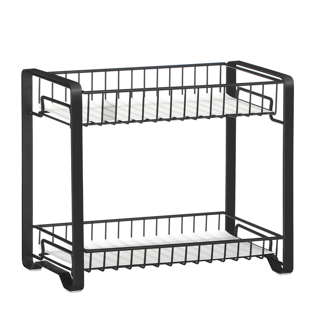 2-Tier Metal Kitchen Storage Rack - Easy Assembly with Anti-Slip Feet - Black - Stable and Secure Storage