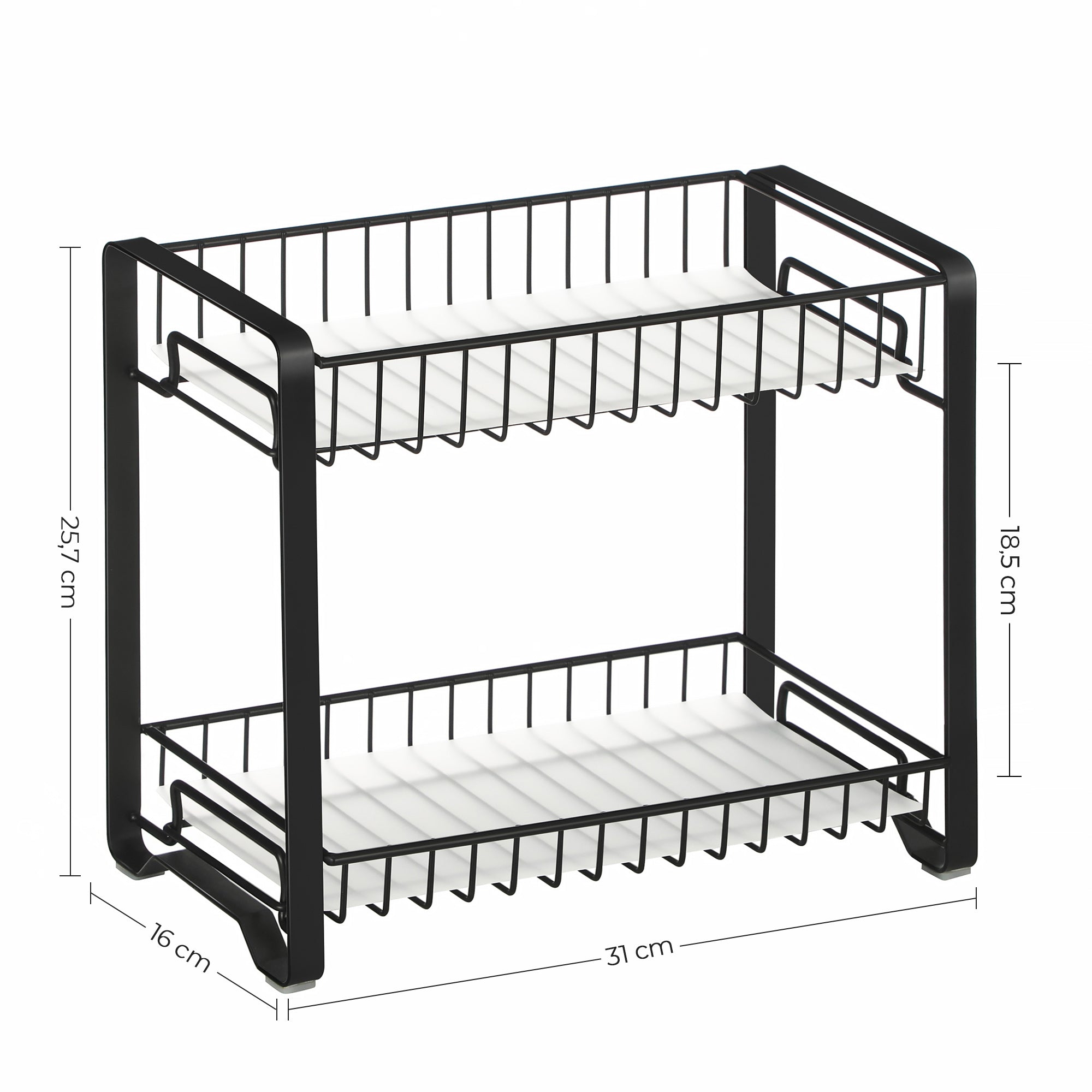 2-Tier Metal Kitchen Storage Rack - Easy Assembly with Anti-Slip Feet - Black - Stable and Secure Storage