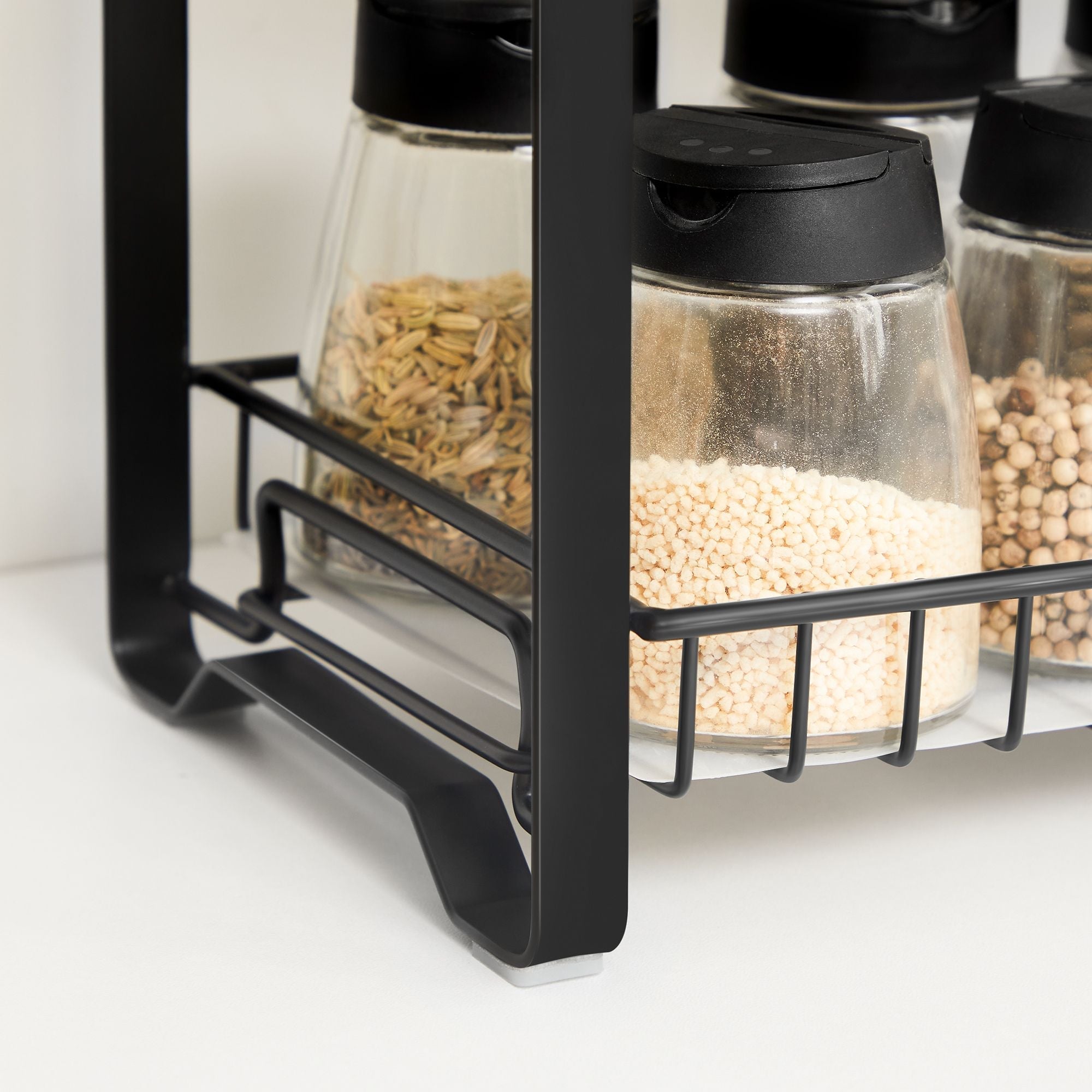 2-Tier Metal Kitchen Storage Rack - Easy Assembly with Anti-Slip Feet - Black - Stable and Secure Storage