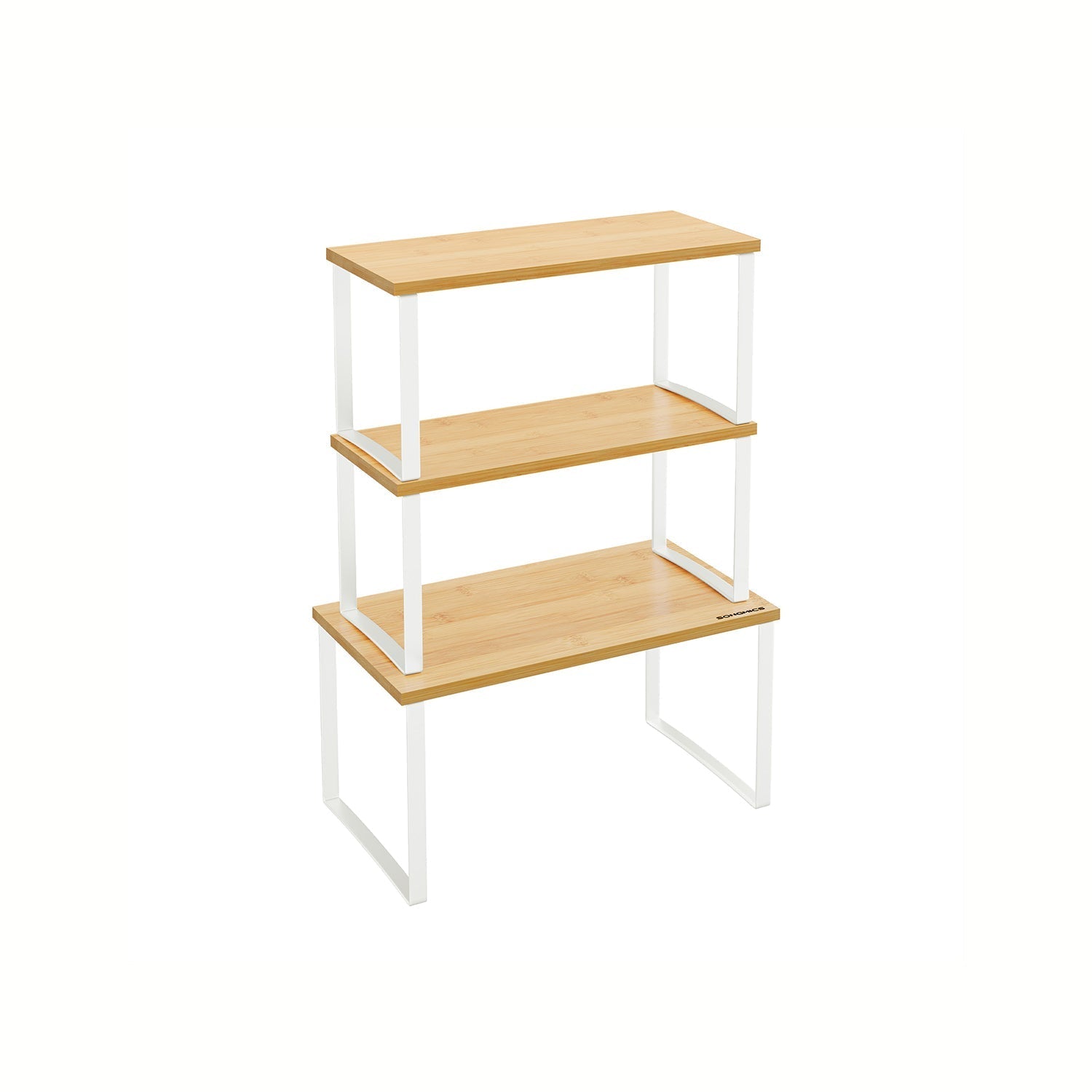 Set of 3 Cupboard Organisers - Metal - Cloud White - Stackable and Expandable Spice Racks