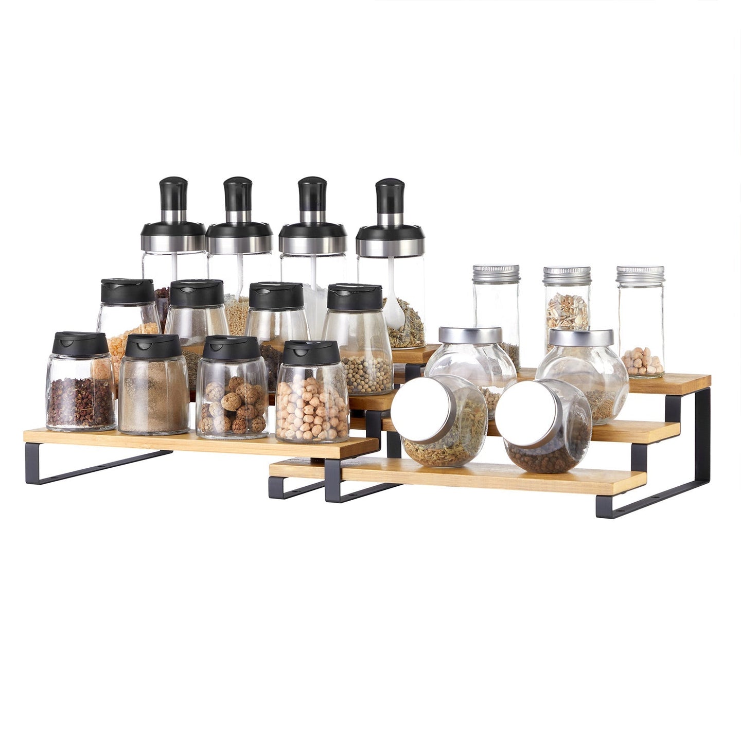 Spice Rack - Bamboo - Natural and Black - Set of 2