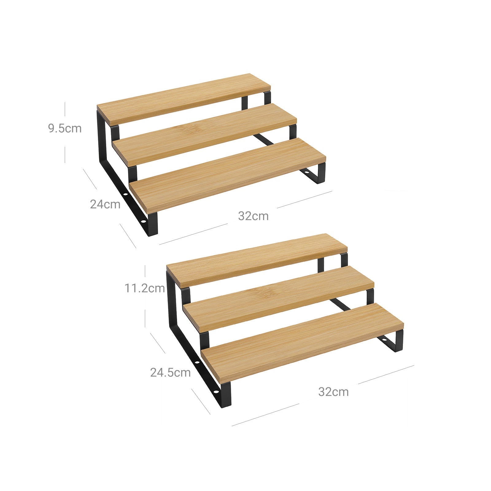 Spice Rack - Bamboo - Natural and Black - Set of 2