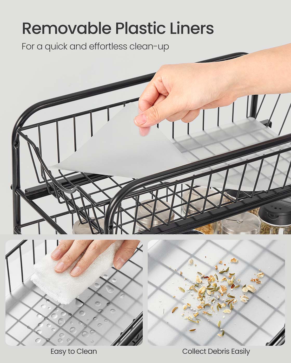 2-Tier Under Sink Storage Organiser - Metal - Classic Black - Sliding Basket Drawers