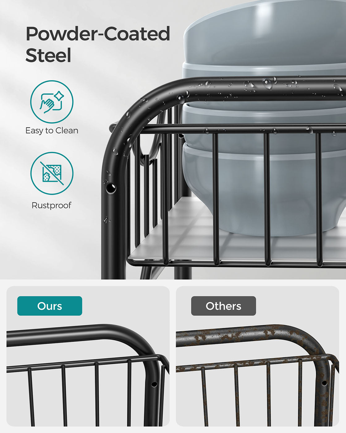 Set of 2 Sliding Basket Organizers - Metal - Classic Black - Stackable 2-Tier Under-Sink Storage for Kitchen & Bathroom
