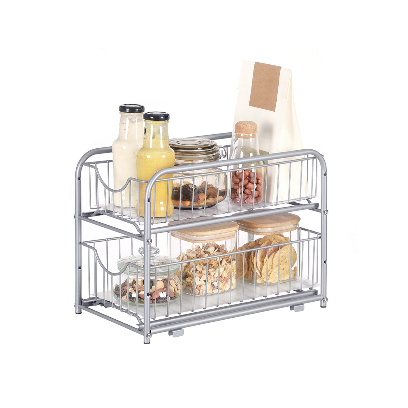 2-Tier Under Sink Storage Organiser - Metal - Classic Black - Sliding Basket Drawers