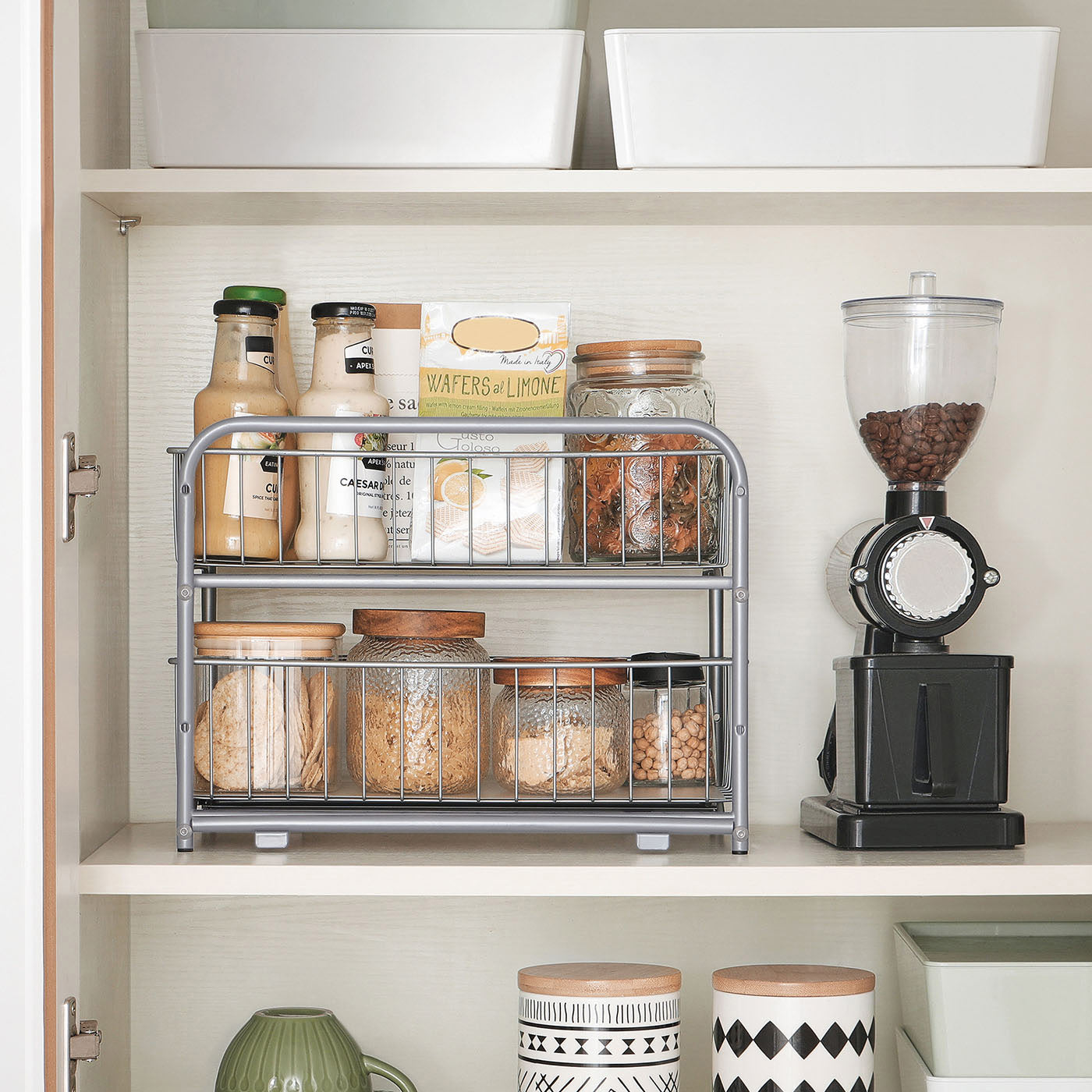 2-Tier Under Sink Storage Organiser - Metal - Classic Black - Sliding Basket Drawers