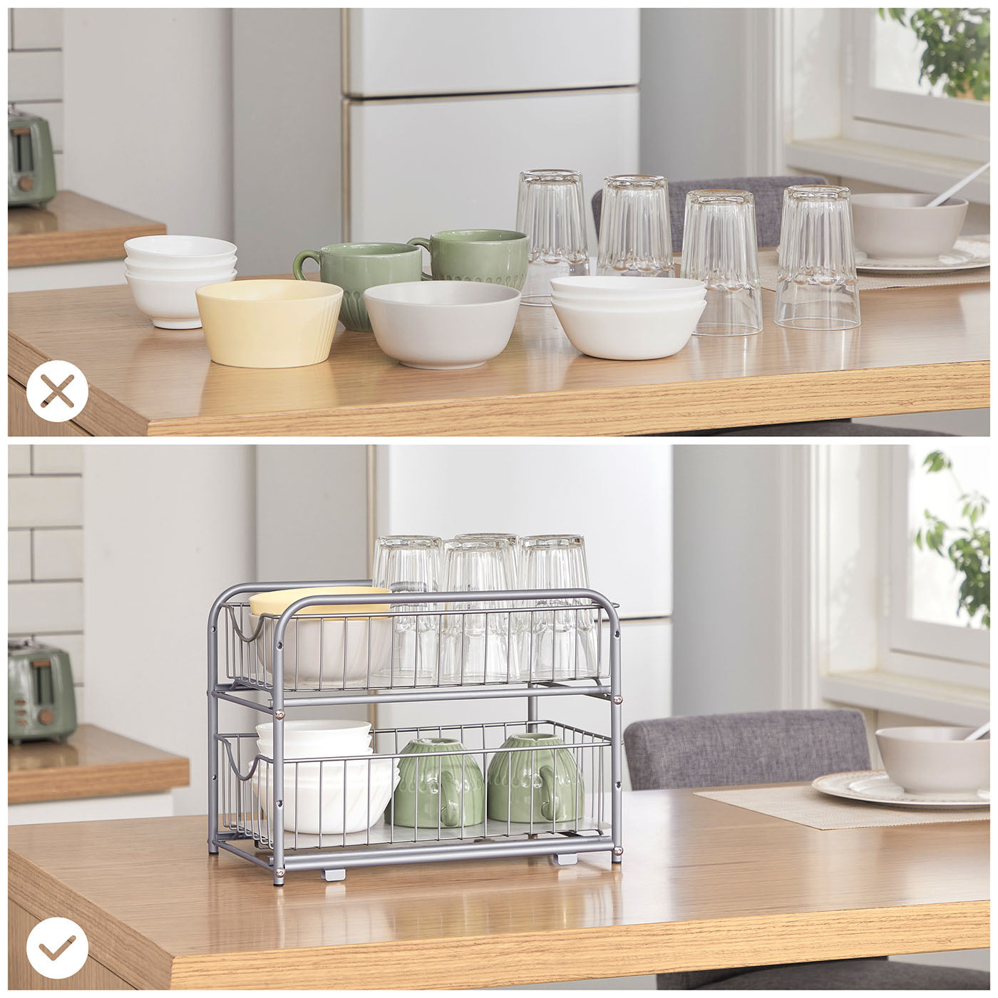 2-Tier Under Sink Storage Organiser - Metal - Classic Black - Sliding Basket Drawers