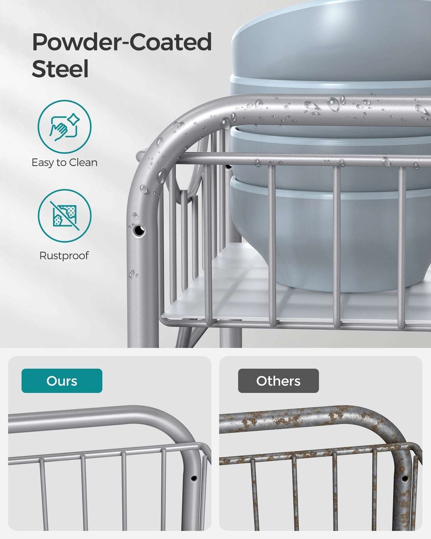 Set of 2 Sliding Basket Organizers - Silver - Metallic