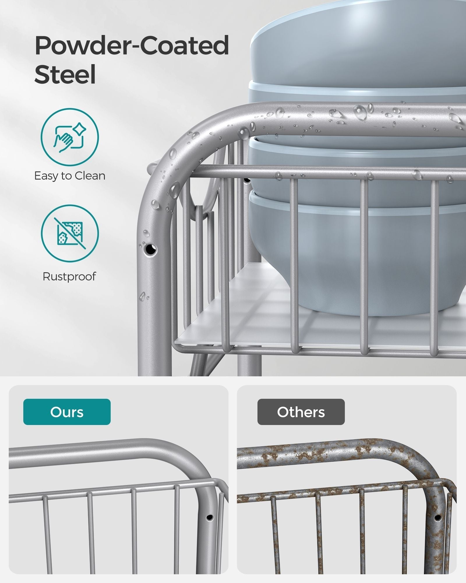 Set of 2 Sliding Basket Organizers - Silver - Metallic