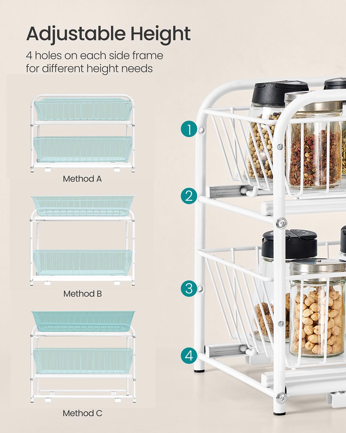Under Sink Storage Organiser - Matte White - 2-Tier Design with Sliding Basket Drawers