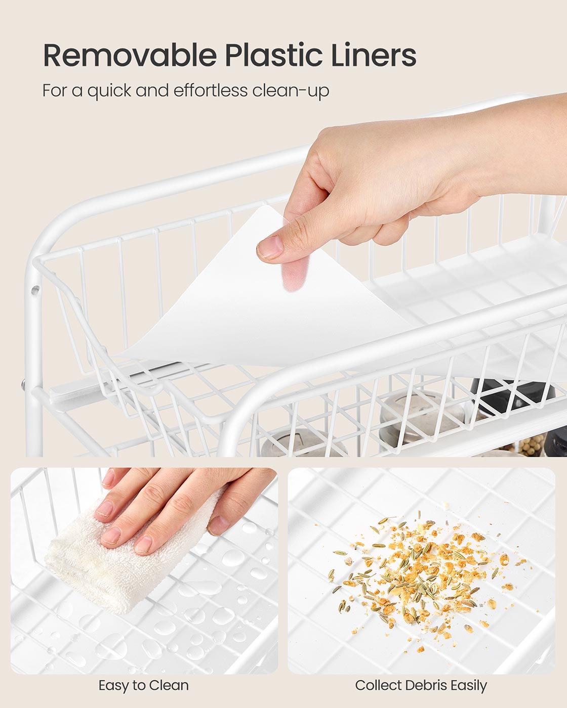 Under Sink Storage Organiser - Matte White - 2-Tier Design with Sliding Basket Drawers