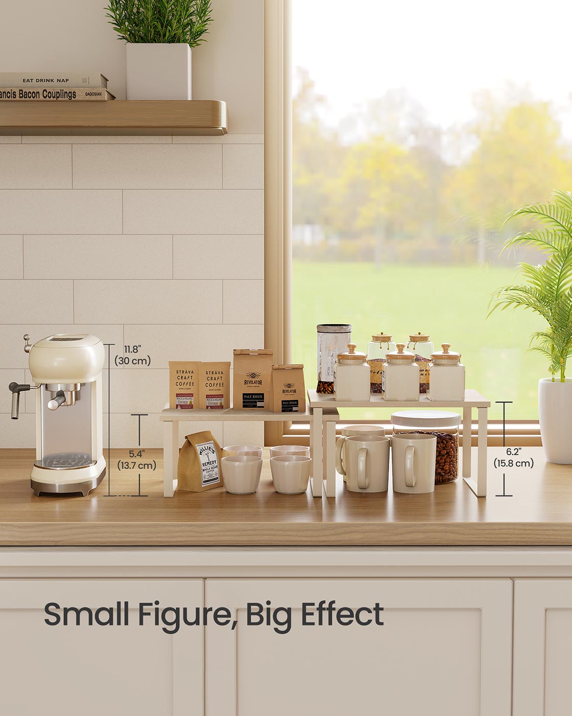 Spice Rack Set - Metal - Travertine Beige - Expandable and Stackable Design