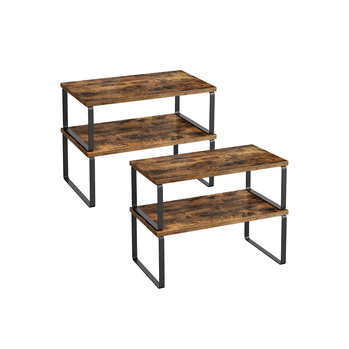 Set of 2 Cupboard Shelf Organisers - Metal - Expandable and Stackable