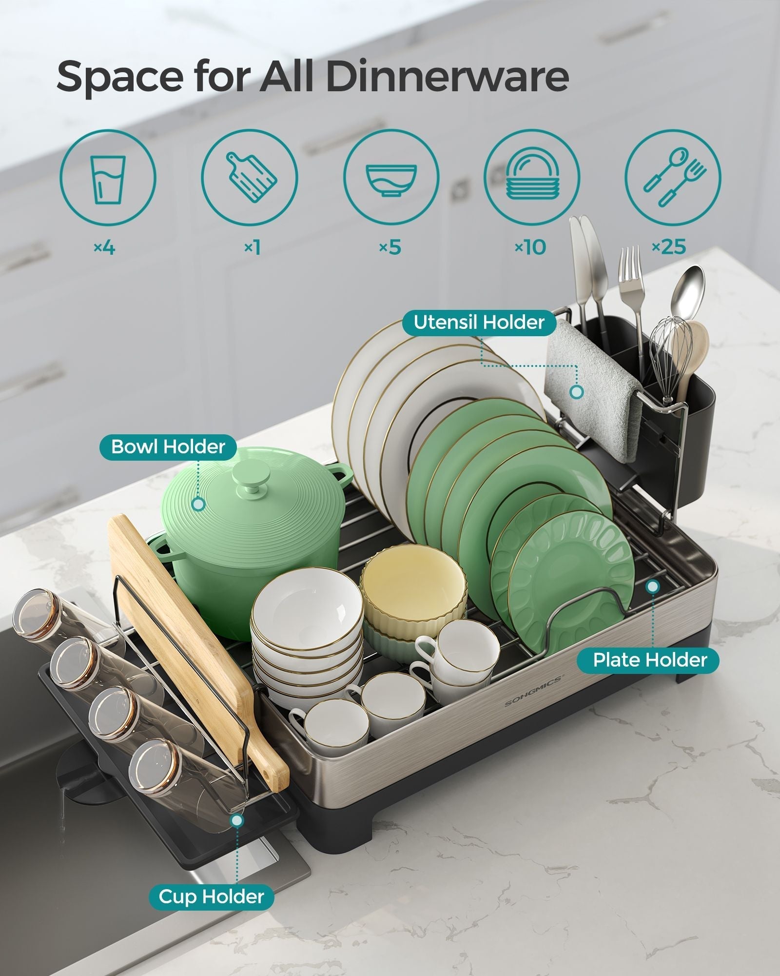 Dish Drying Rack - Stainless Steel - Fingerprint-Resistant